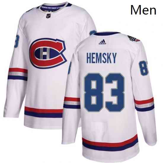 Mens Adidas Montreal Canadiens 83 Ales Hemsky Authentic White 2017 100 Classic NHL Jersey